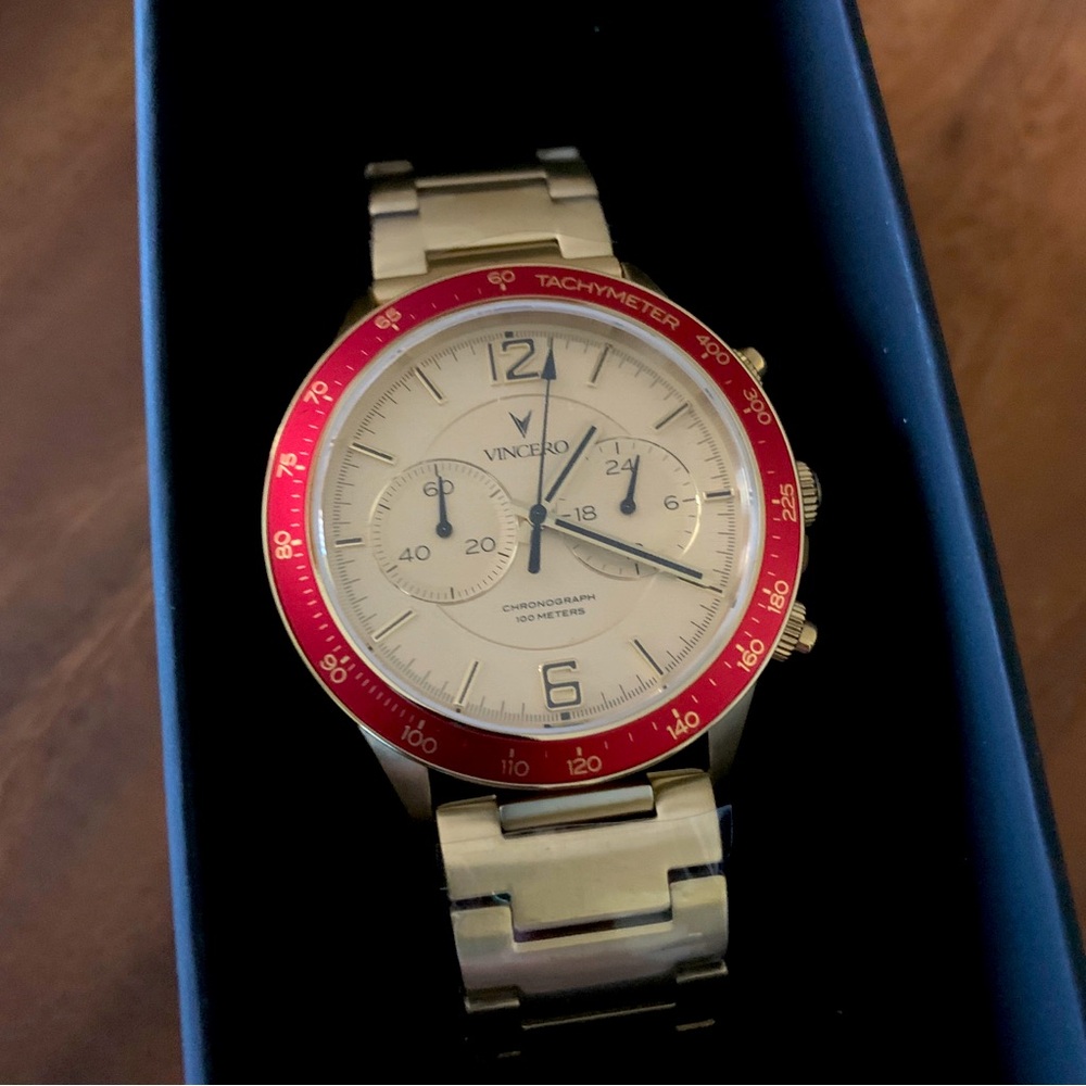 NWOT Vincero Chronograph Gold tone Stainless watch